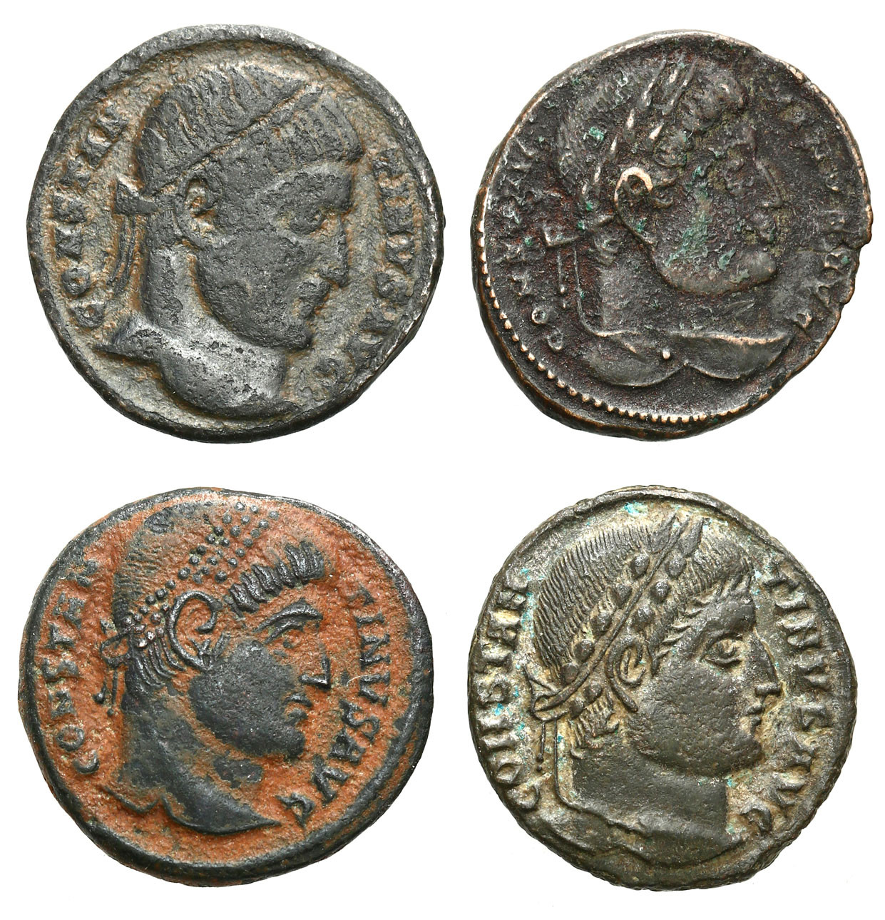Cesarstwo Rzymskie, Lot 4 sztuk Follisów, Konstantyn I Wielki 305 – 337 n. e.